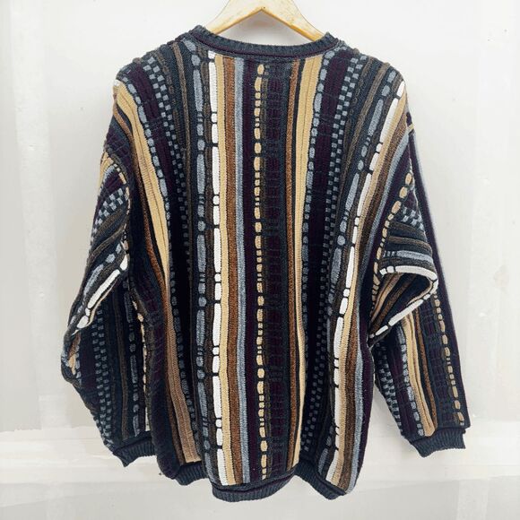 La Vane New York Coogi Style Pull Over Textured Purple Blue Sweater Size XL - Picture 3 of 6